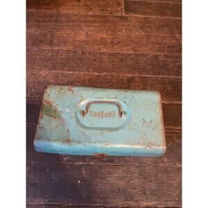 Vintage Bernzomatic Metal Blue Tool Box Tackle Box Case With Handle Used Rust